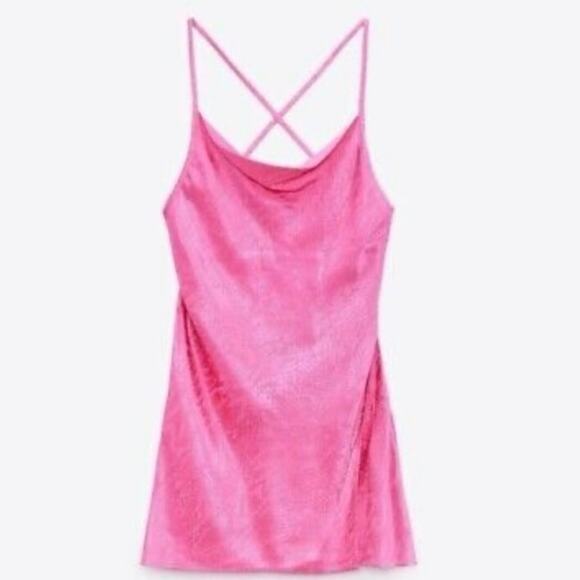 Zara dress Jacquard Animal Detail Slip Dress Size Medium - Picture 5 of 9